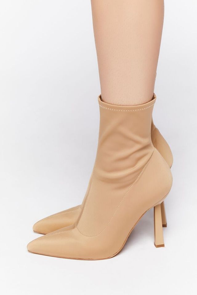 Forever 21 Women s Pointed Toe Stiletto Sock Booties in Nude 7