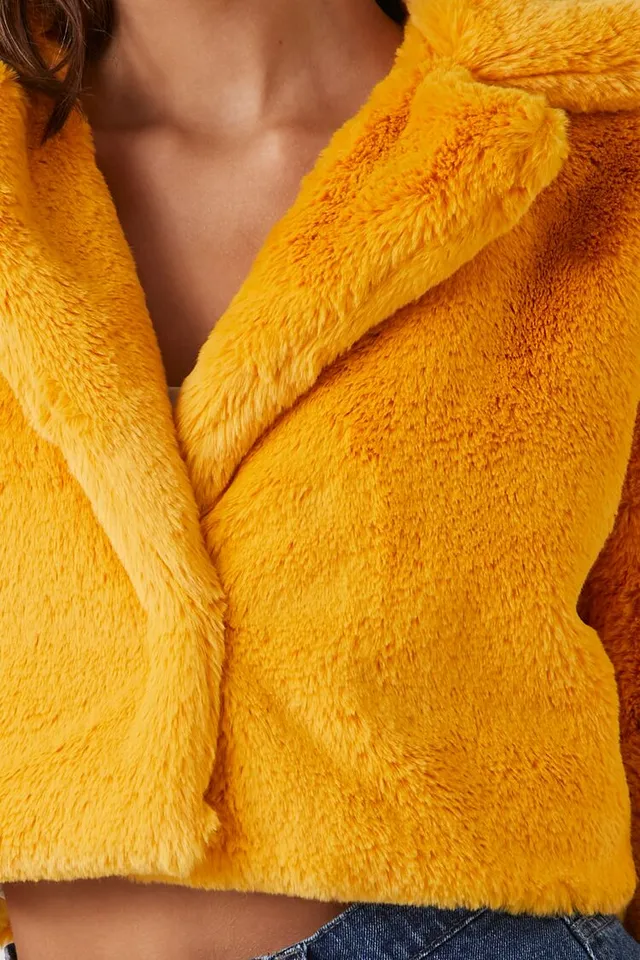 Yellow faux fur hotsell coat forever 21