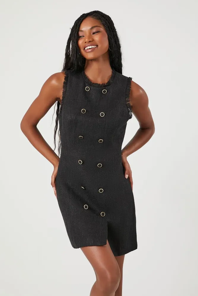 Forever 21 Women s Tweed Sleeveless Mini Dress in Black Small