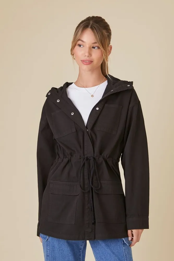 Black hooded utility jacket hot sale