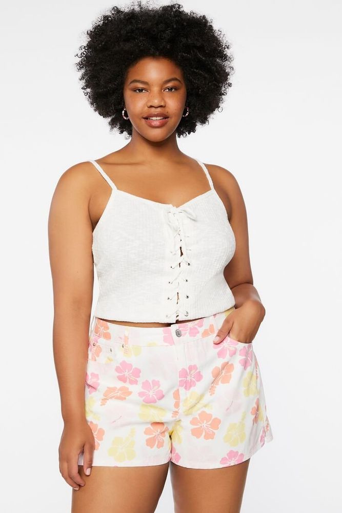 Cream cheap denim shorts