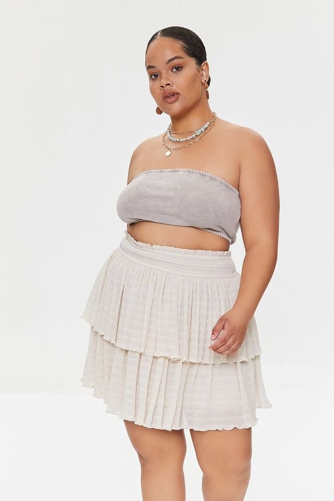 Forever 21 Women s Tiered Flounce Mini Skirt in Ash Brown 0X