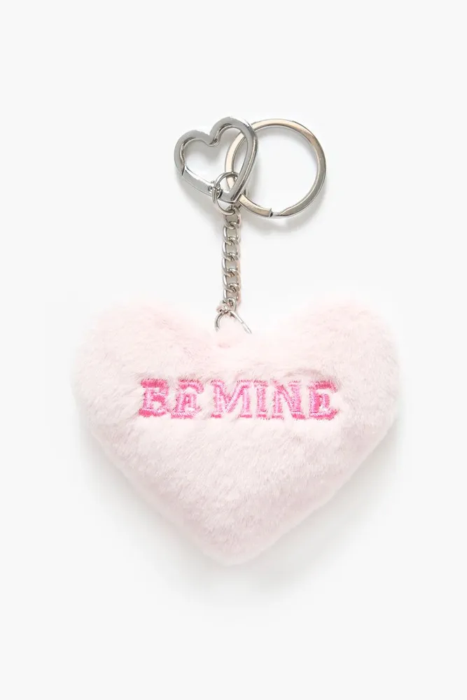 Forever 21 Be Mine Faux Fur Heart Keychain in Pink CoolSprings