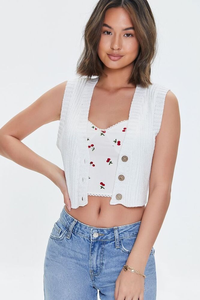 Forever 21 top white cropped sweater