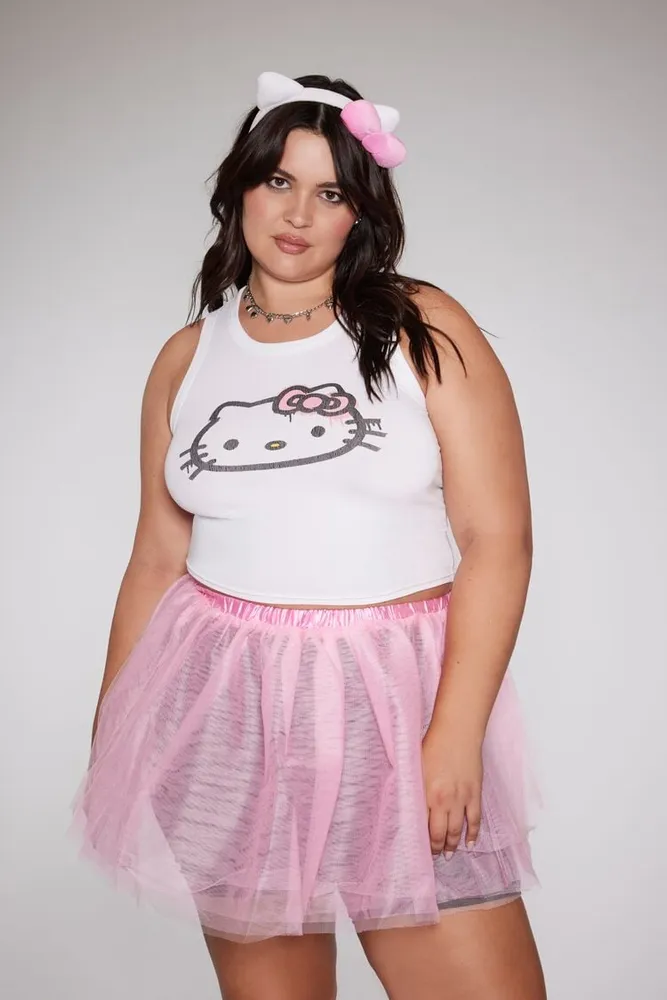 Forever 21 Women s Hello Kitty Top Skirt Headband Set in Pink