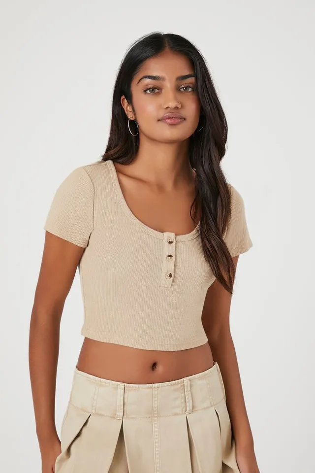 Forever 21 Women's Cropped Rib-Knit T-Shirt | Connecticut Post Mall