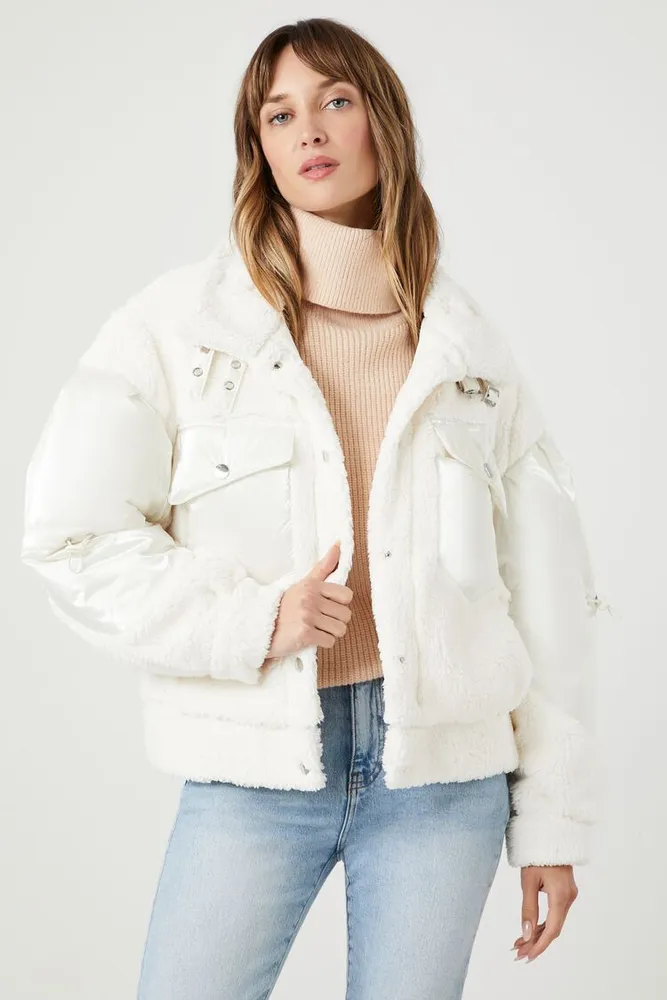 Forever 21 store white puffer jacket