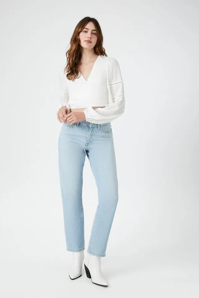 Forever 21 Women's Tie-Back Balloon-Sleeve Top in White