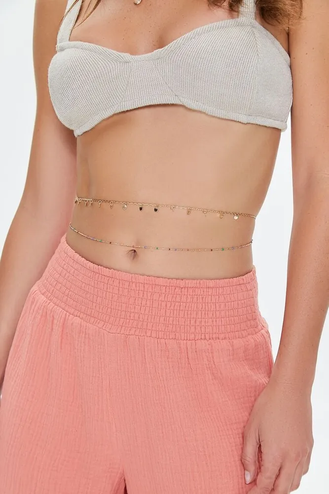Forever 21 Women s Layered Beaded Body Chain in Gold M L