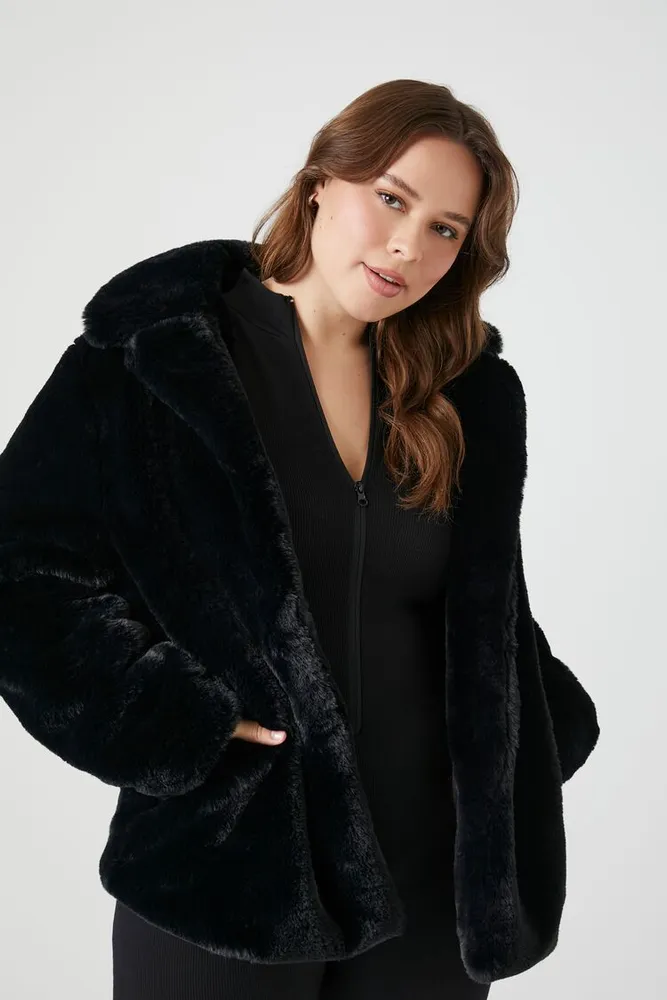 Forever 21 black fur coat hotsell