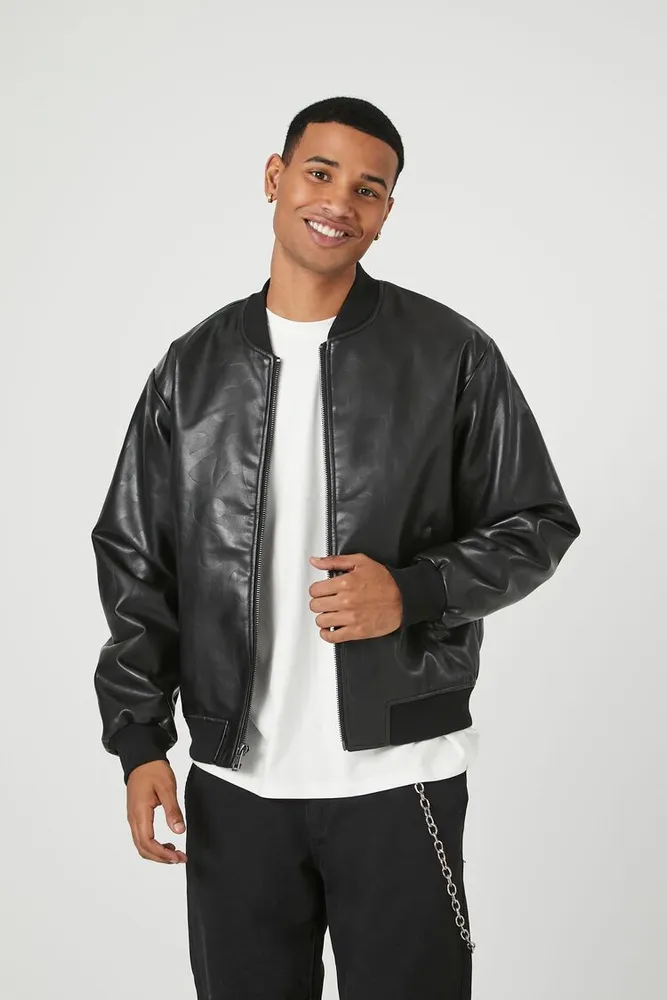 Forever 21 mens outlet black bomber jacket