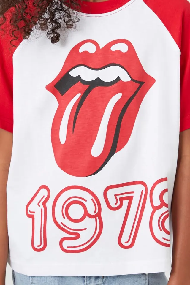 Forever 21 Girls Rolling Stones Raglan T Shirt Kids in White 9