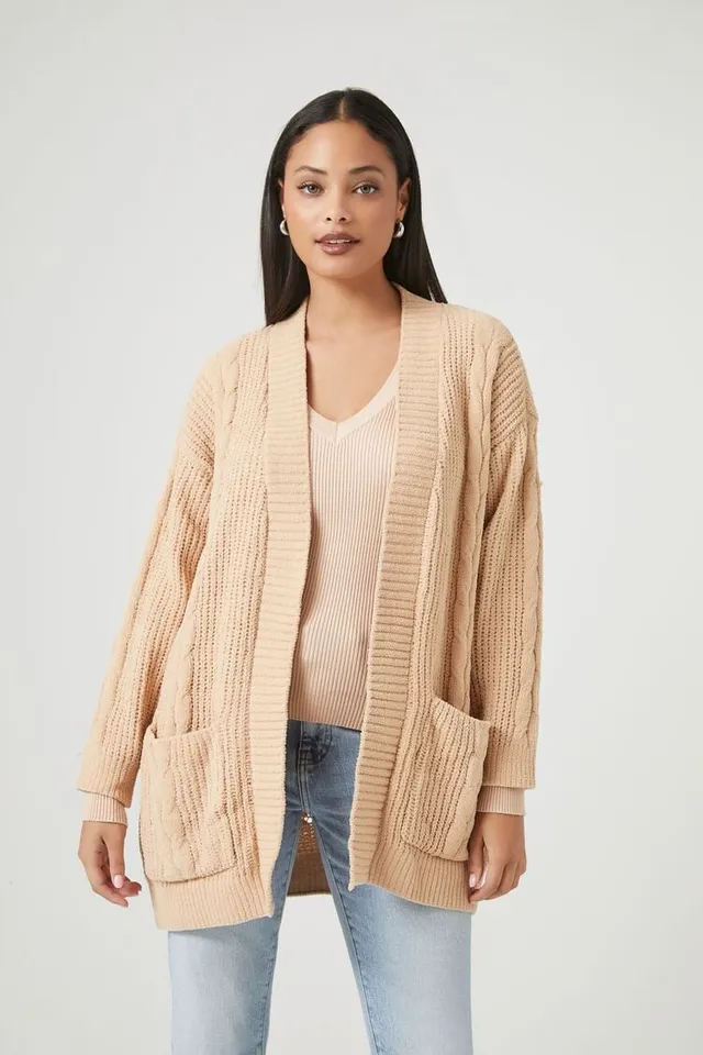 Forever 21 Women's Open-Front Cardigan Sweater Taupe | MainPlace Mall
