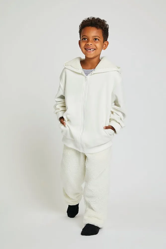 Forever 21 Girls Faux Fur Trim Hoodie Kids in Cream 13 14