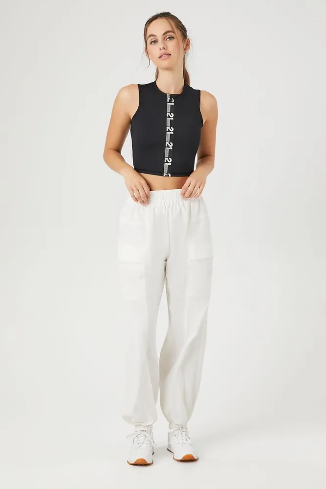 Forever 21 Women s Active Cargo Windbreaker Joggers in Vanilla