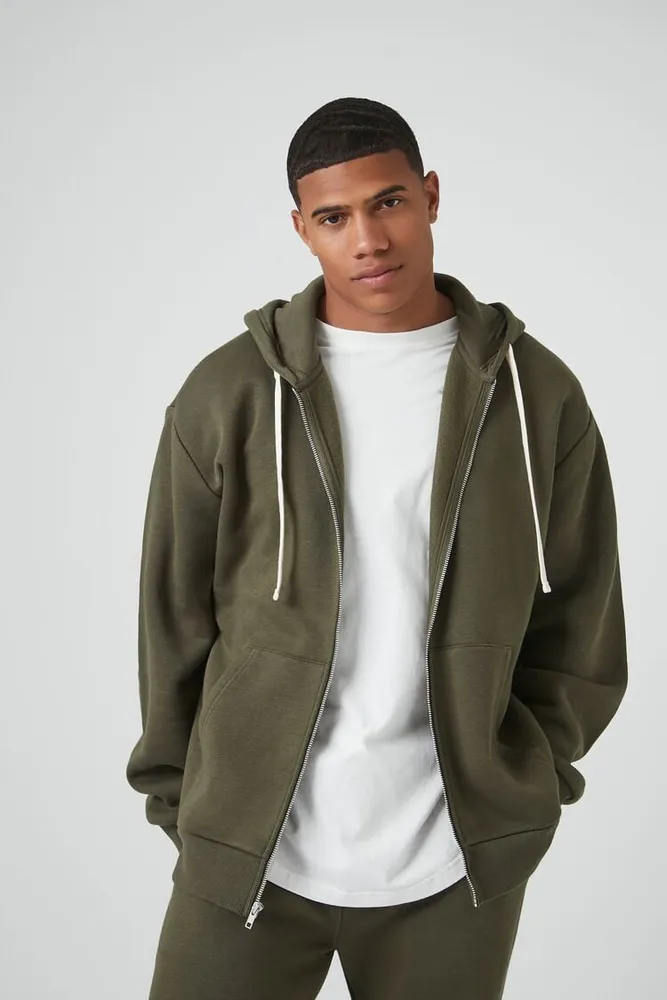 Forever 21 Men Drop Sleeve Zip Up Hoodie Olive Plaza Las Americas