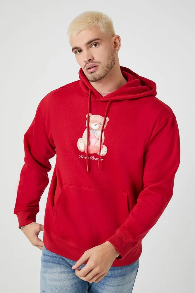 Forever 21 Men Heart Breaker Teddy Bear Hoodie Red Vancouver Mall