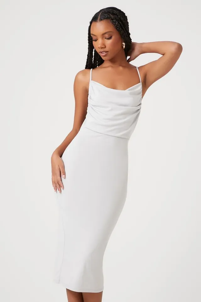 Forever 21 Women s Cowl Neck Cami Slip Dress in Light Grey XL