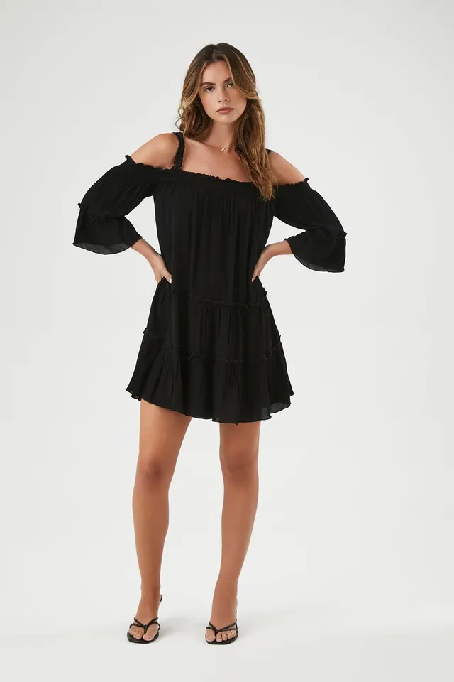 Forever 21 black off the shop shoulder dress