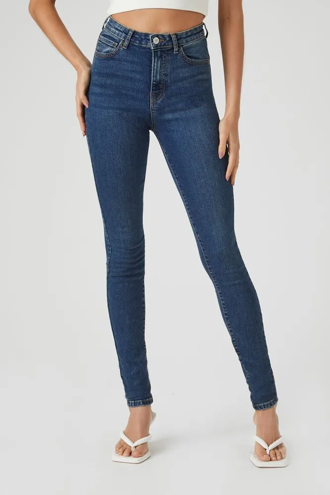 Forever 21 Women s Tall Stretch Denim Skinny Jeans in Dark Denim