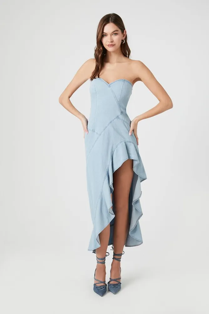 Forever 21 Women s Denim High Low Dress in Light Denim Small