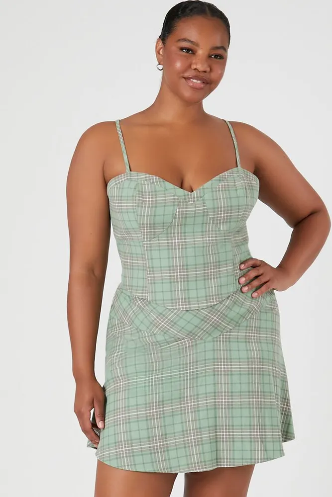 Green gingham mini skirt discount