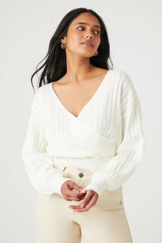 Ribbed hotsell surplice sweater