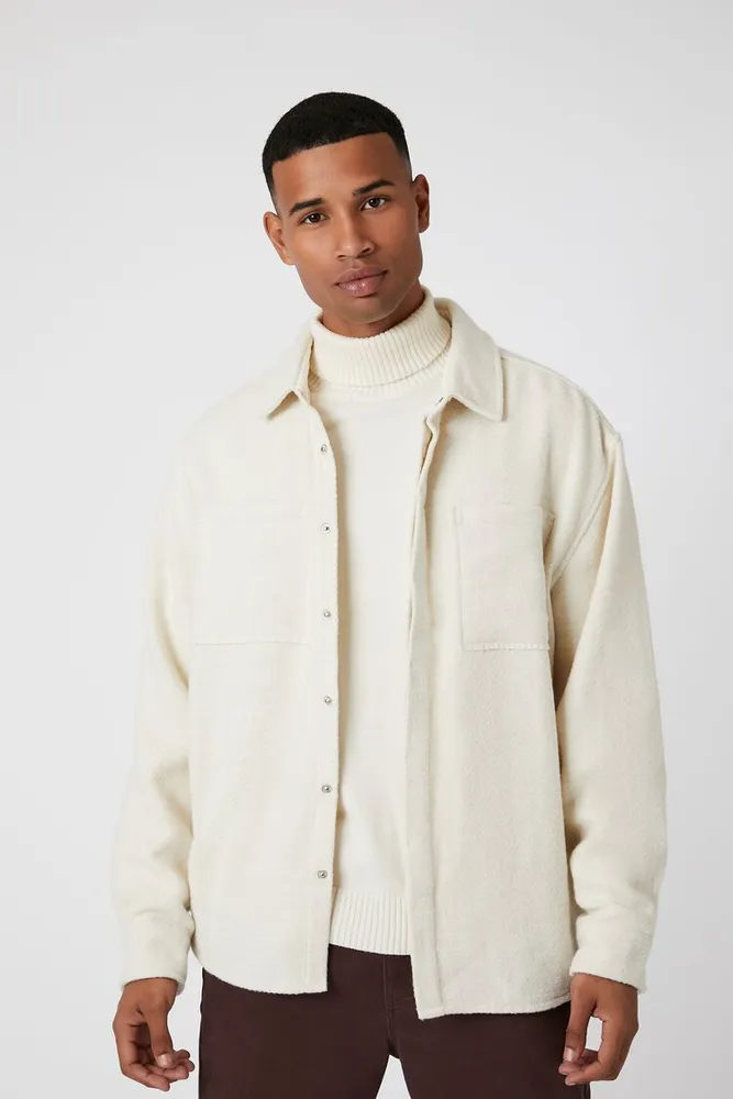 Forever 21 Men Boucle Drop Sleeve Shirt in Cream Large Dulles