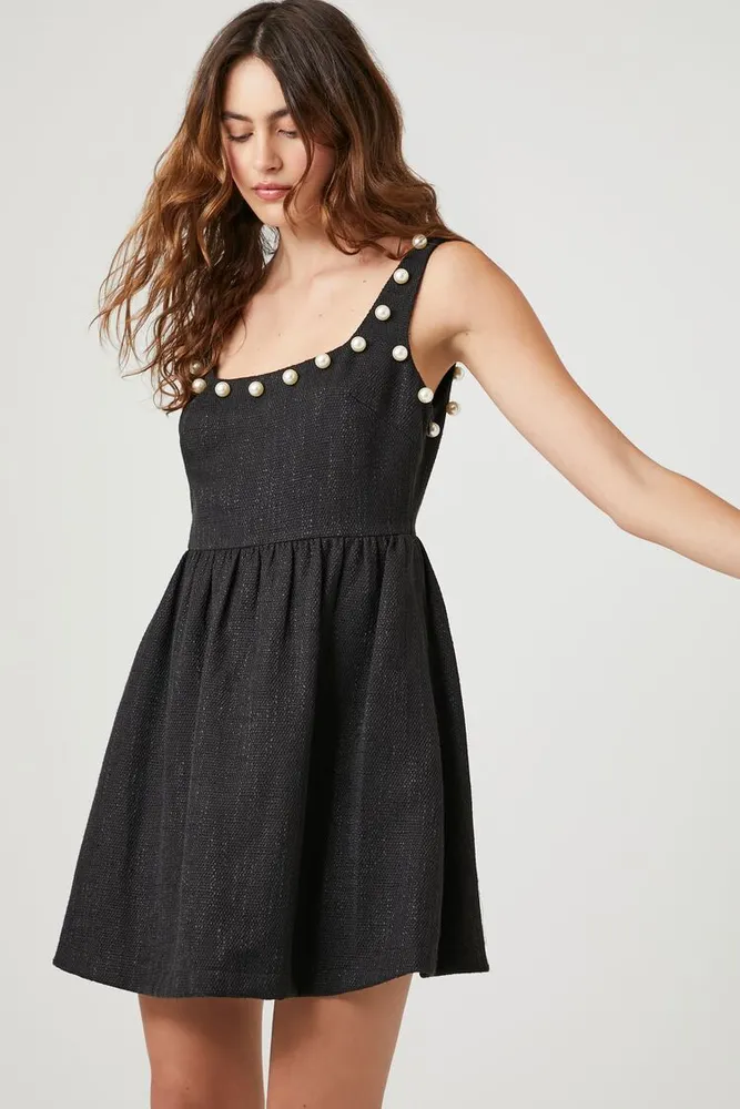 Forever 21 Women s Faux Pearl Trim Tweed Mini Dress CoolSprings