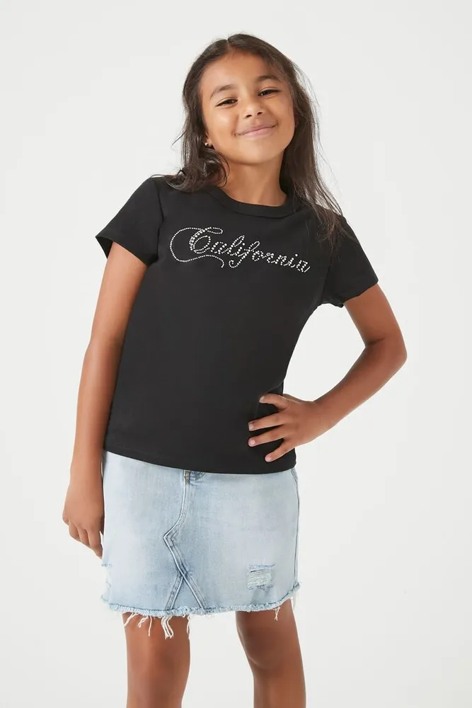 Forever 21 Girls Distressed Denim Skirt Kids in Light Denim 11