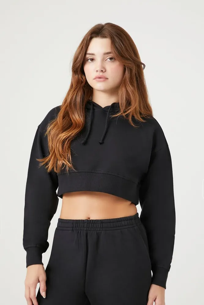 Forever 21 sale black cropped hoodie