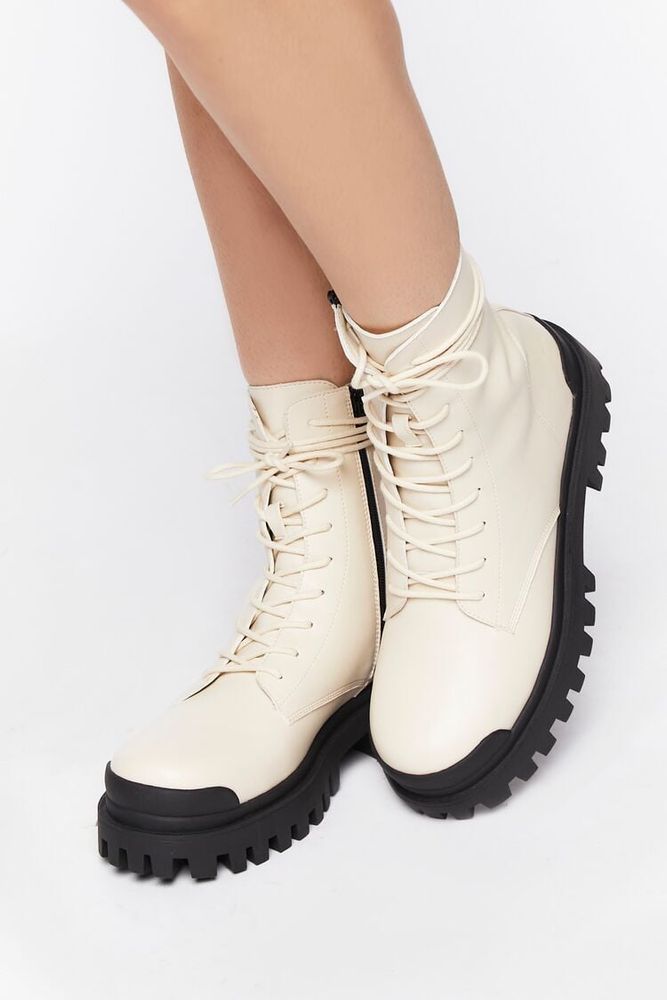 Cream combat boots hot sale