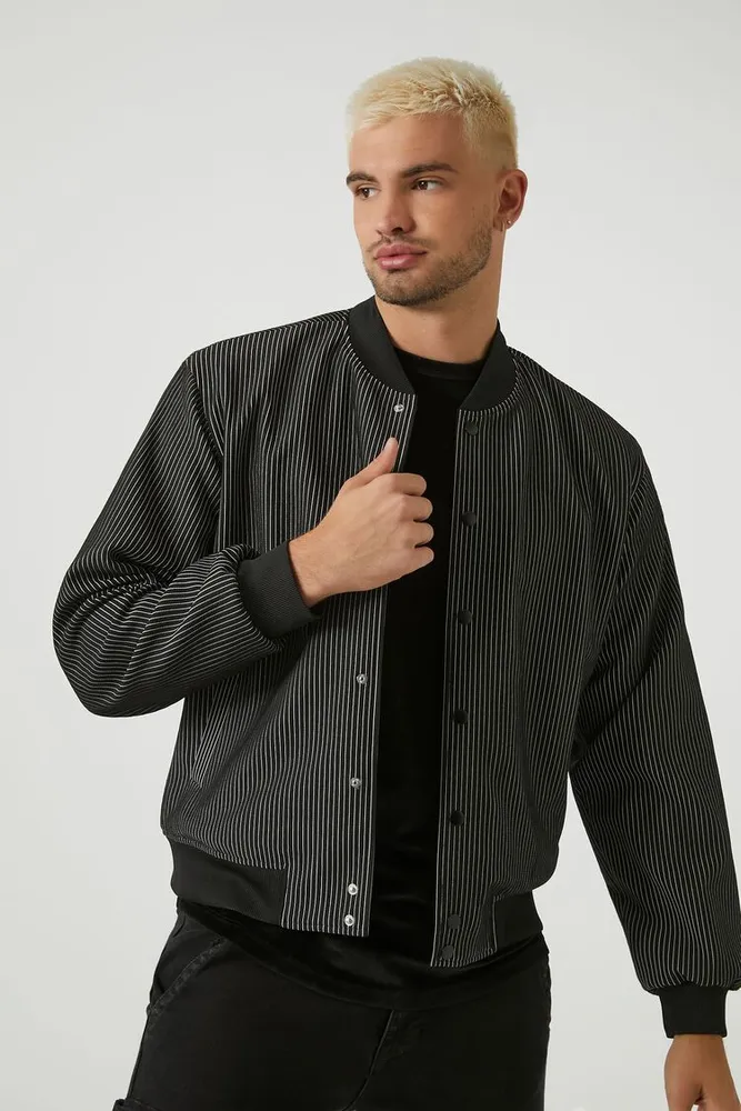Black and white striped bomber jacket on sale