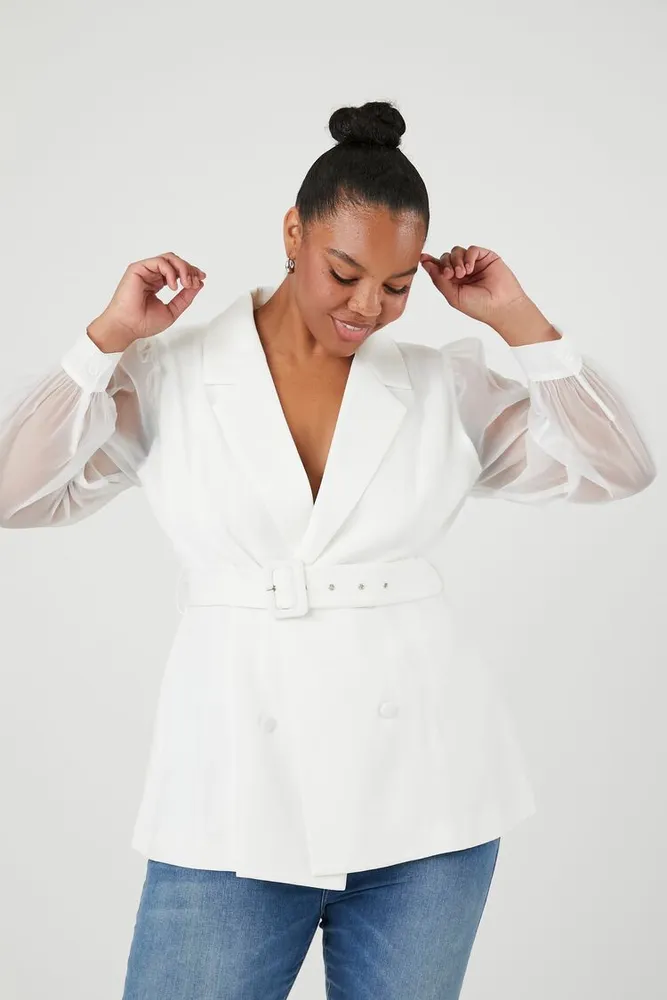Sheer sleeve blazer cheap