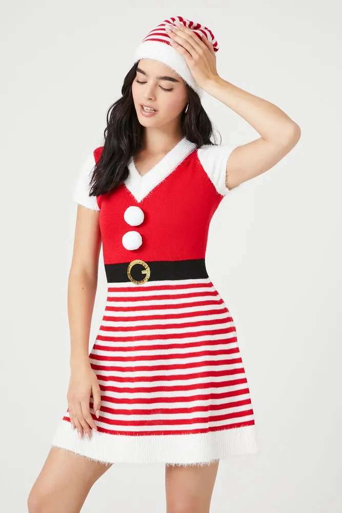 Forever 21 Women s Santa Mini Dress Hat Set in Red Large