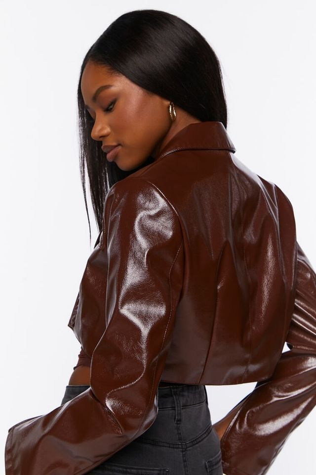Forever 21 cropped leather jacket on sale
