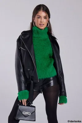 Forever 21 green leather jacket store