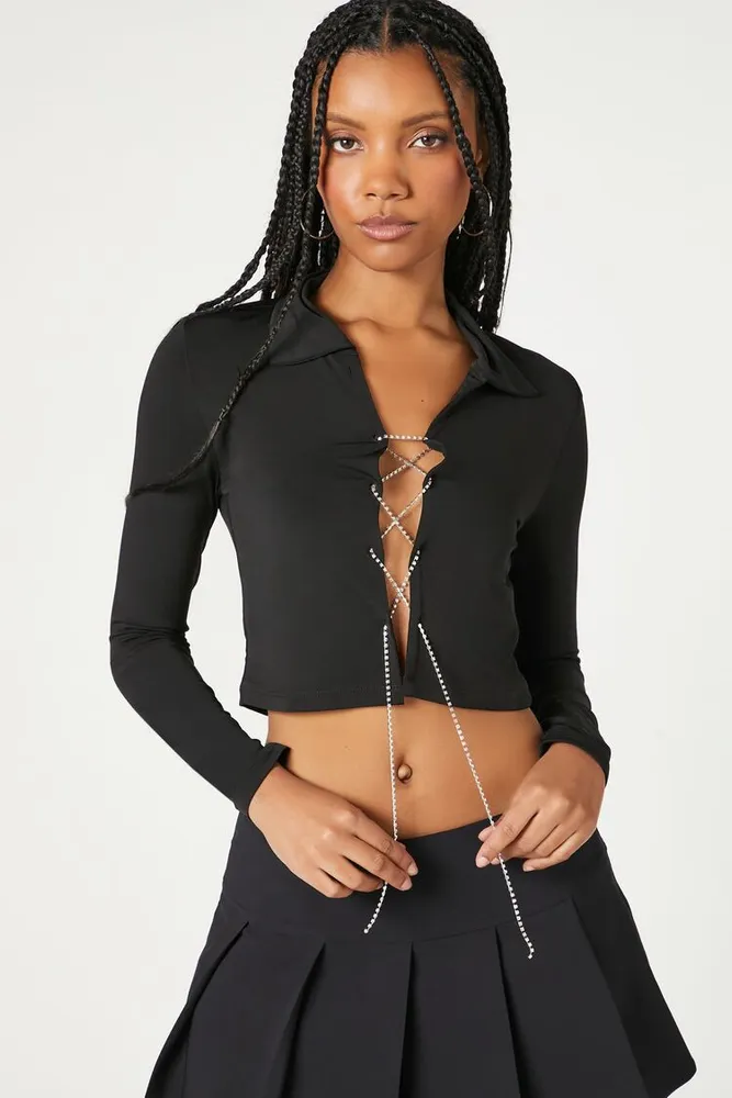 Forever 21 lace up top sale