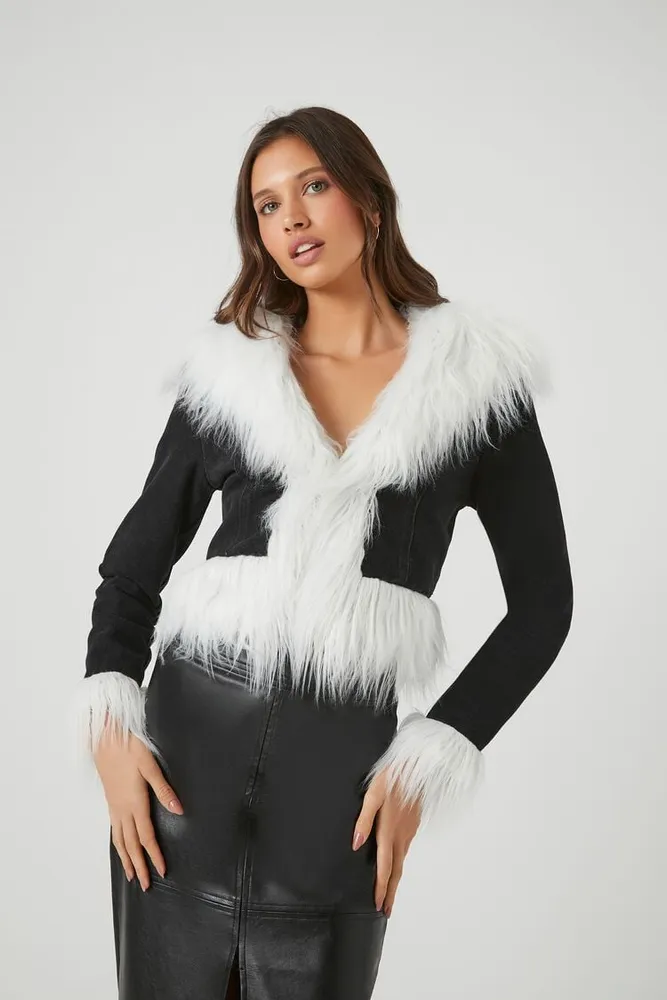 Forever 21 faux fur denim jacket shop