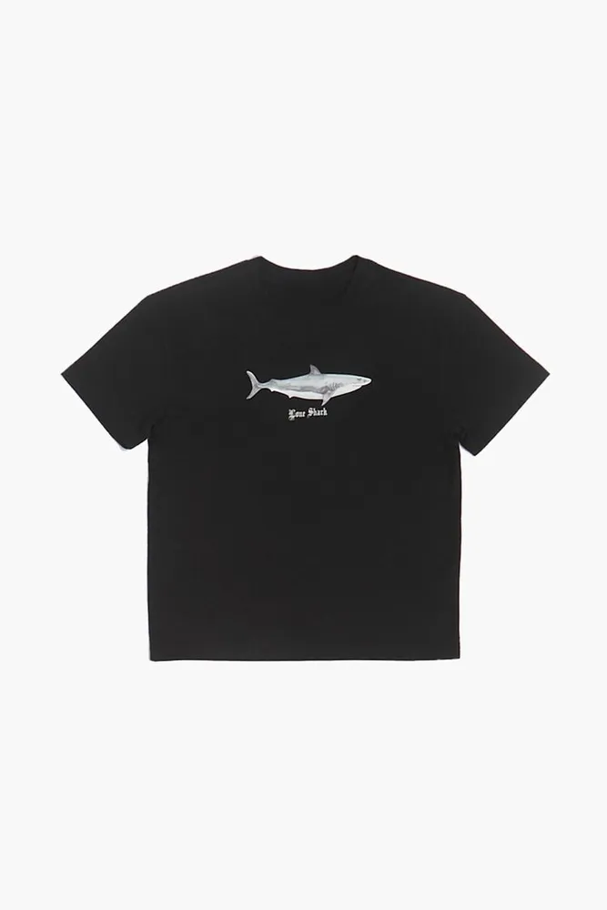 Forever 21 Kids Lone Shark T Shirt Girls Boys in Black 5 6