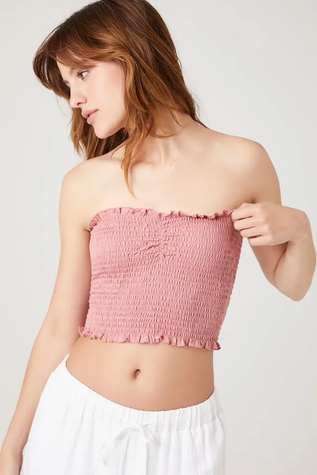 Pink smocked 2025 tube top