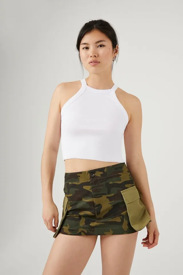 Forever 21 Women s Camo Cargo Pocket Mini Skirt in Olive Brown