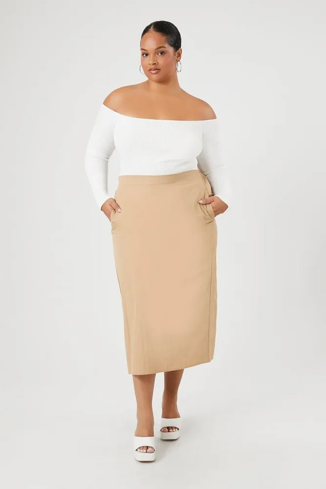 Khaki pencil hotsell skirt forever 21
