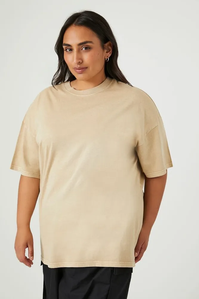 Forever 21 Women s Cotton Crew T Shirt in Khaki 1X CoolSprings