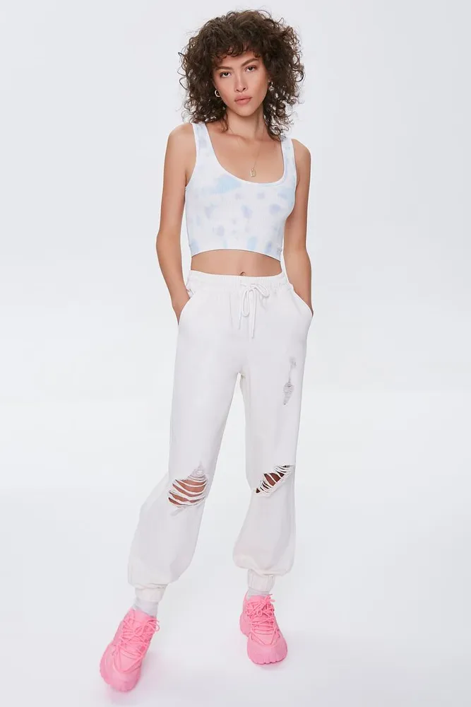 Forever 21 Women s Twill Drawstring Joggers in White Large