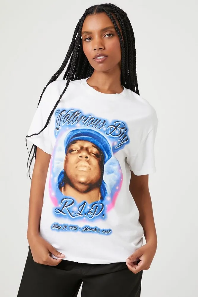 Forever 21 Women s The Notorious Big Graphic T Shirt in White L
