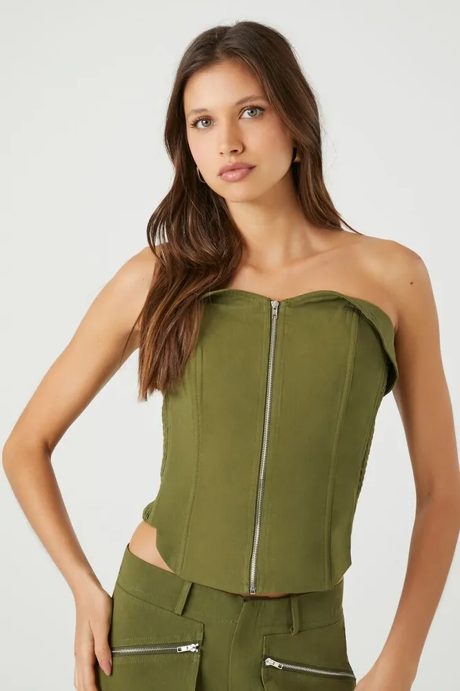 Zip up tube top hot sale