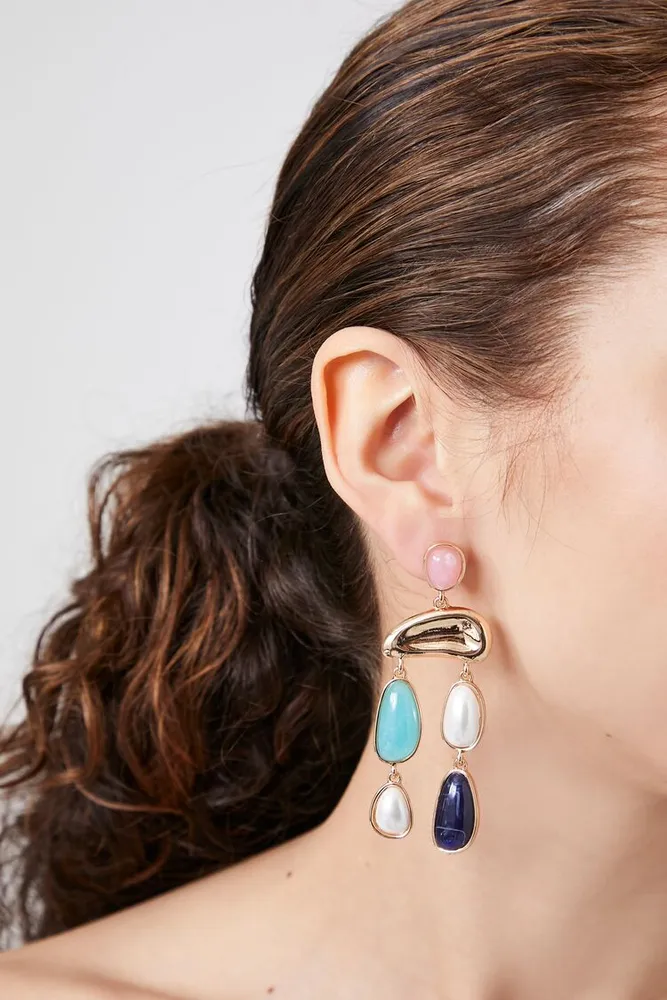 Forever 21 Women s Faux Stone Chandelier Earrings in Gold Plaza