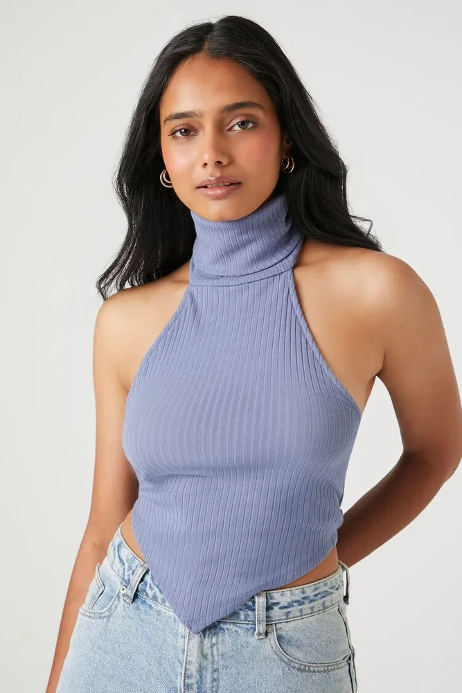 Turtleneck halter crop top cheap