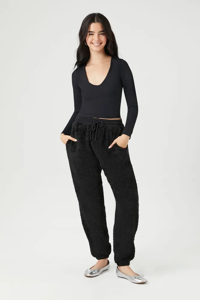 Fleece drawstring joggers forever 21 sales